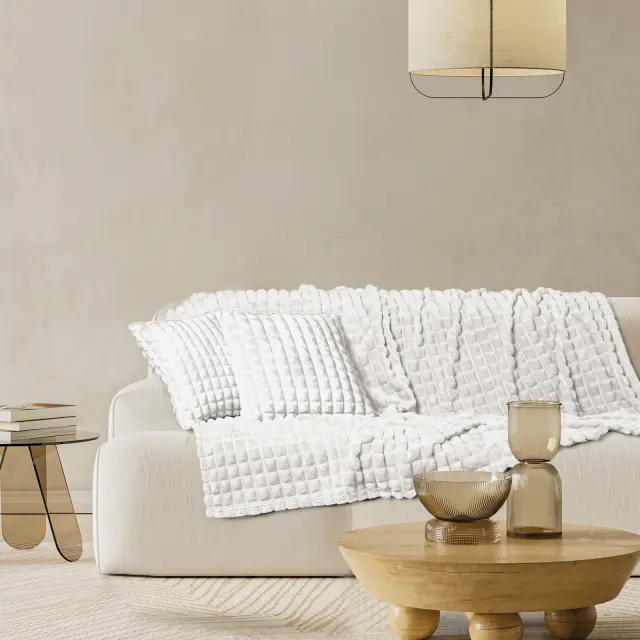 Κουβέρτα Καναπέ 130x170 330gsm Fleece Das Home 1386 White 100% Πολυέστερ