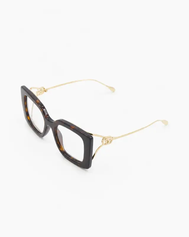Gucci GG1567O 002 Γυναικεία Γυαλιά Οράσεως Havana με Χρυσές Λεπτομέρειες - 52 mm
