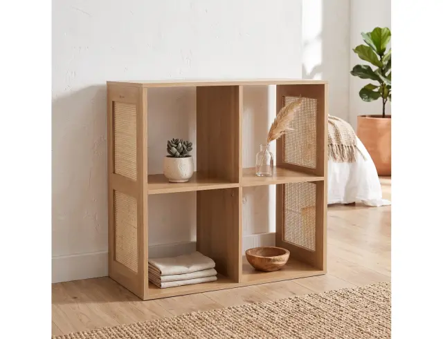 Ραφιέρα Οργάνωσης Bali Home Deco Factory με 4 ράφια και διαστάσεις 66x32x66cm - Συνδυάζεται με κουτιά αποθήκευσης - Σε απόχρωση Ξύλου HD0244