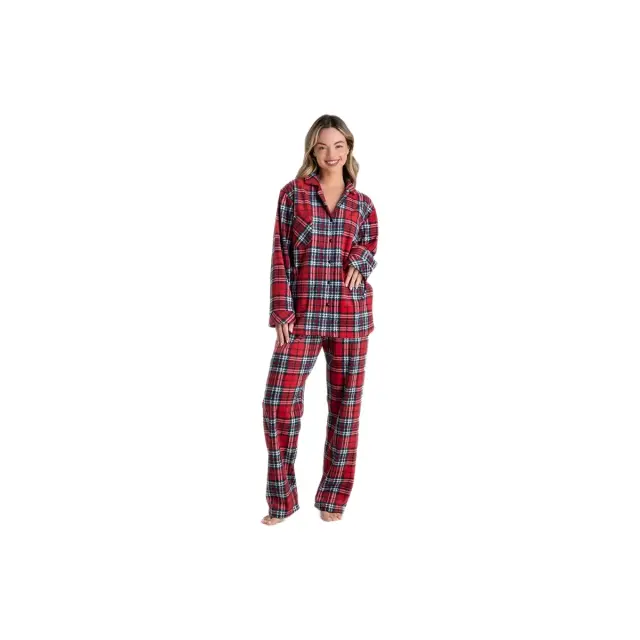 Rachel Γυναικεία Πυτζάμα Καρό Fleece Micro, Χρώμα Κόκκινο