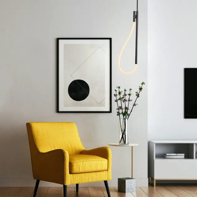MALPO-ΦΩΤΙΣΤΙΚΟ ΚΡΕΜΑΣΤΟ ΜΑΥΡΟ ΜΕΤΑΛΛΙΚΟ LED SMD 12W 3000K 536LM IP20 Φ245Χ1500ΜM / V43175PBK700 3