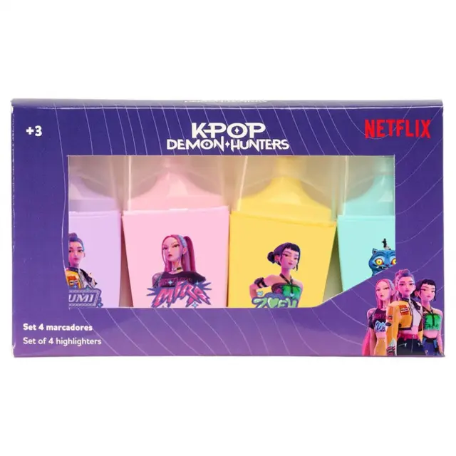 Σετ υπογραμμιστές 4 τμχ Kpop Demon Hunters Stationery highlighter set