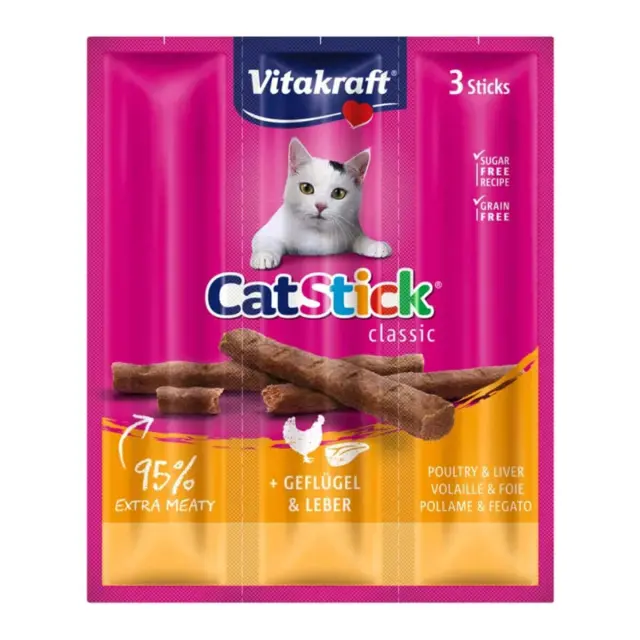 Vitakraft Cat Stick Classic Poultry & Liver Λιχουδιά για Γάτες (3x18gr) Μονόχρωμο