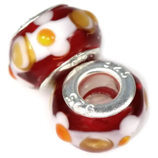 Χάντρα Modular Amber Insets on Brown 9x14mm - 5τεμ