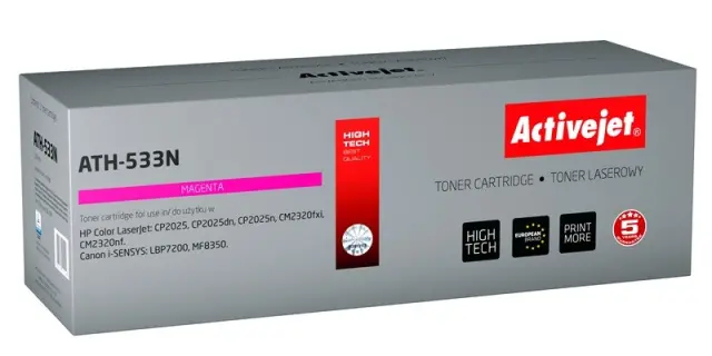 Activejet ATH-533N Toner (replacement for HP 304A CC533A, Canon CRG-718M Supreme 3200 pages magenta)