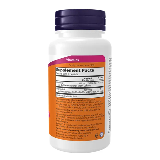 Now Foods Mega D-3 & MK-7 120 Veg Capsules 2