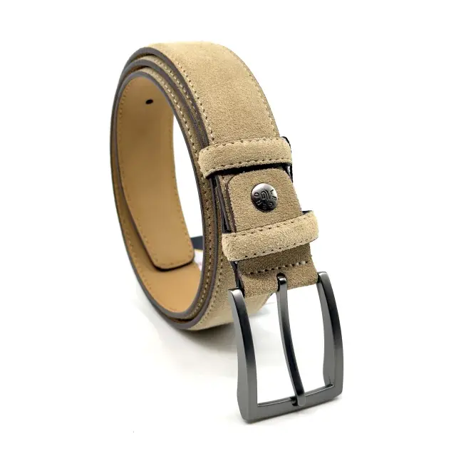 Μπεζ Άμμου Δερμάτινη Ζώνη Nubuck Suede 3,5 cm - 110cm 3