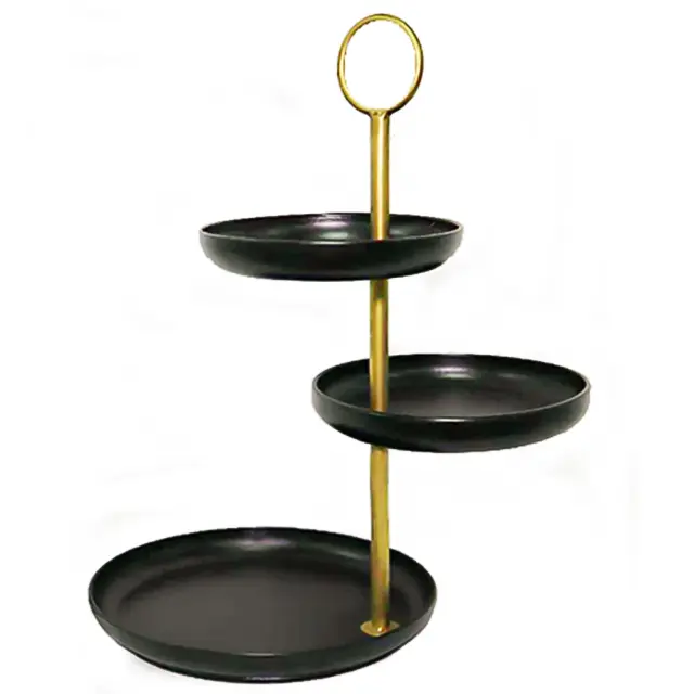 Eταζέρα 3πλη μεταλλική μαύρο/χρυσό 28x28x50cm HomeGuru 25566 HT656
