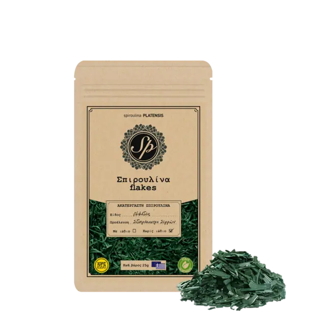 Σπιρουλίνα flakes χωρίς ιώδιο 25g