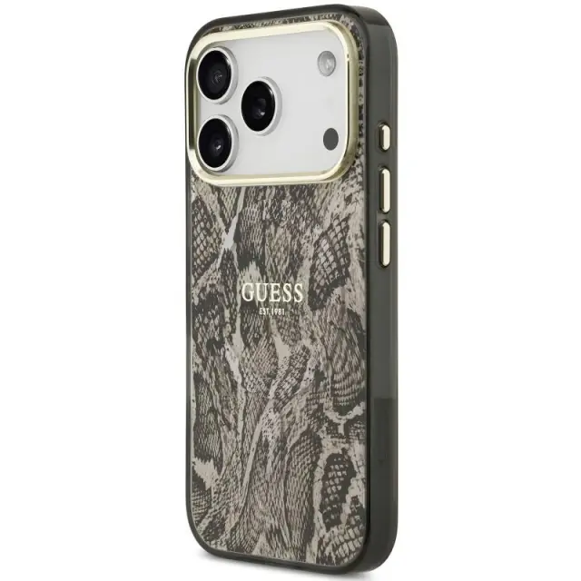 Θήκη TPU & PC Guess Apple iPhone 18 Pro/ 17 Pro MagSafe Python Pattern Καφέ N71810