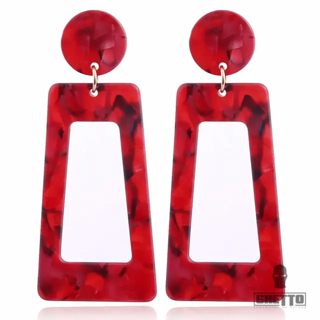 Ghetto Resin Geometric Square Acrylic Earrings
