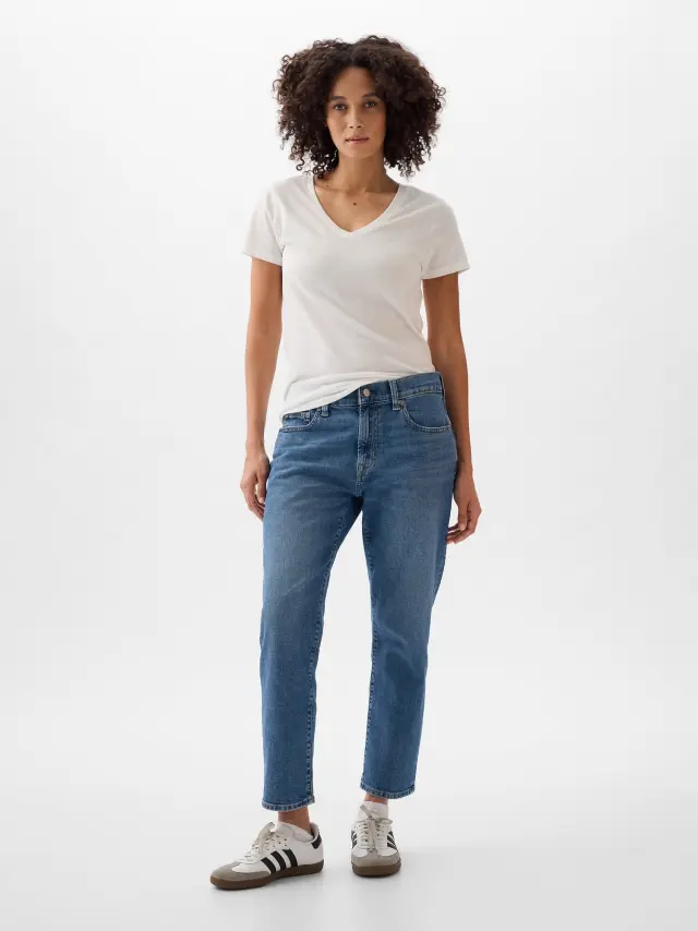 Μπλε Girlfriend Τζιν Παντελόνι medium wash