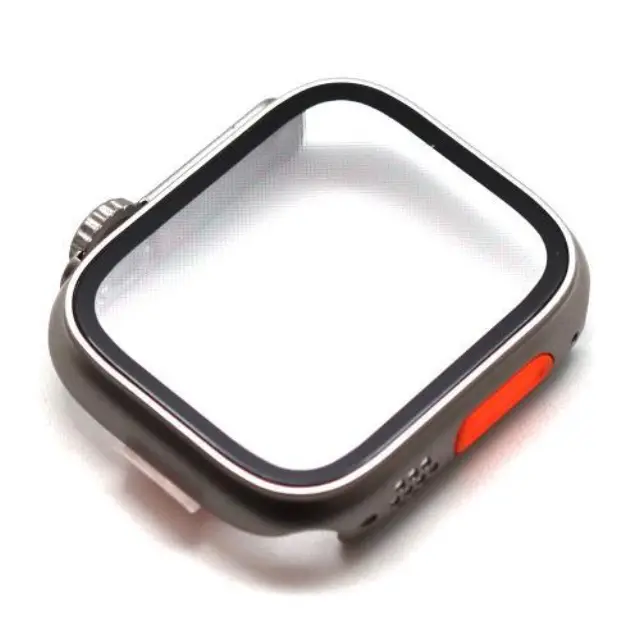 Θήκη Glass & PC inos Apple Watch 7/ 8/ 9 45mm Upgrade to Ultra Ασημί N62778