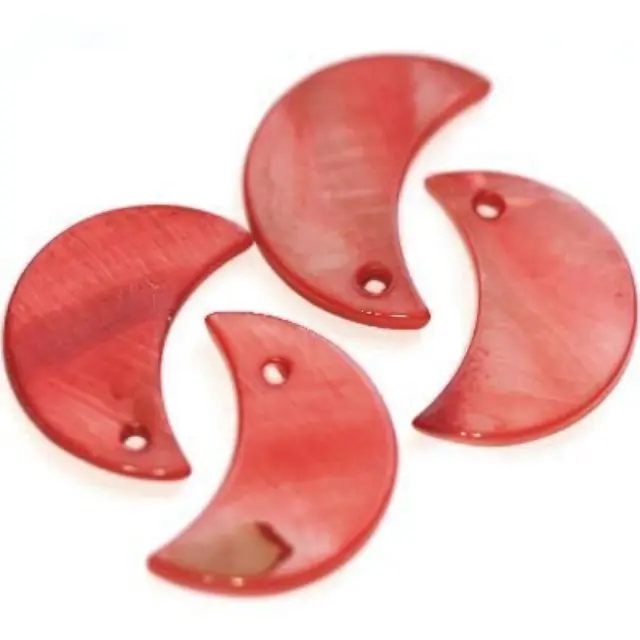 Mother of Pearl Moon Red 12x22mm - 10τεμ