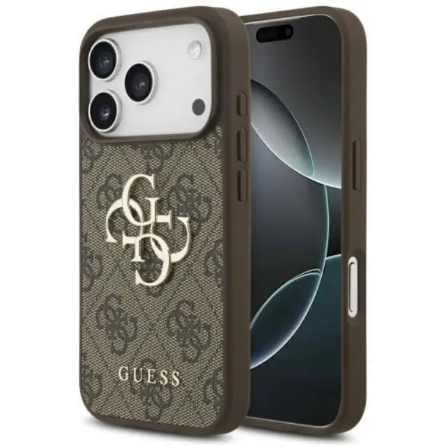 Θήκη PU Guess Apple iPhone 18 Pro/ 17 Pro Hardcase Big Logo 4G Καφέ N69315