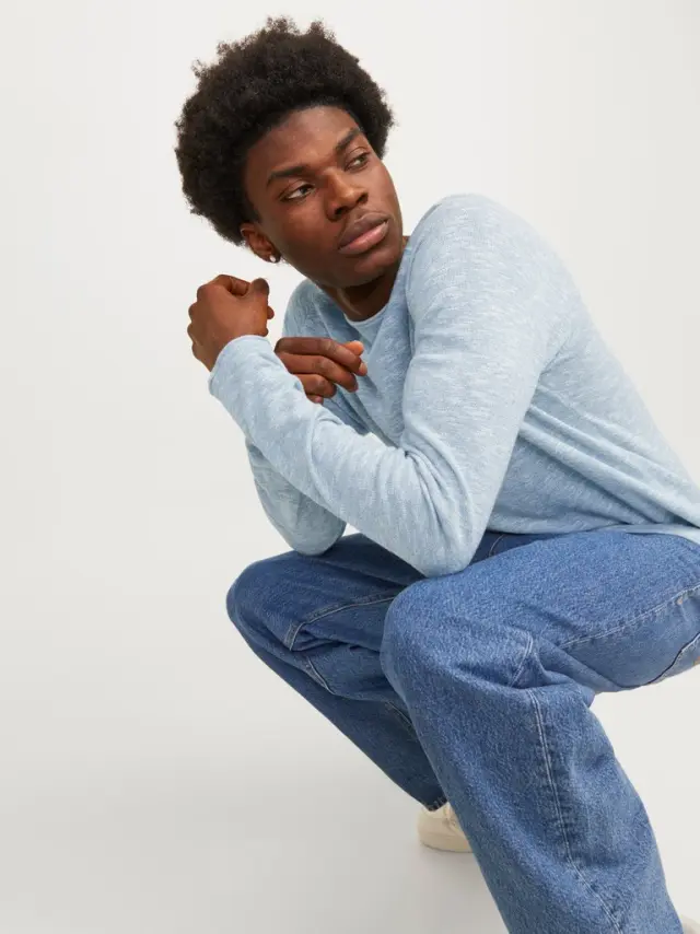 JJELINEN KNIT CREW NECK SN faded denim 3