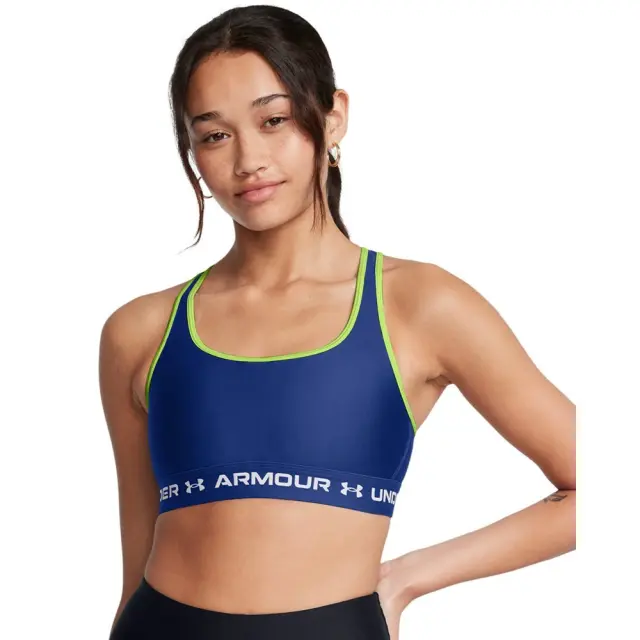 Under Armour Crossback Mid Bra (1361034-432) - Μπλέ-Λαχανί