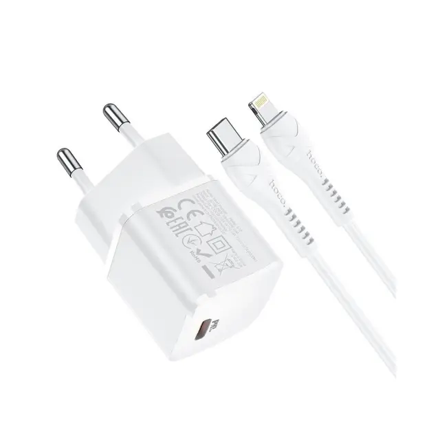 HOCO charger Type C + cable Type C to iPhone Lightning 8-pin 20W Starter N10 white 2