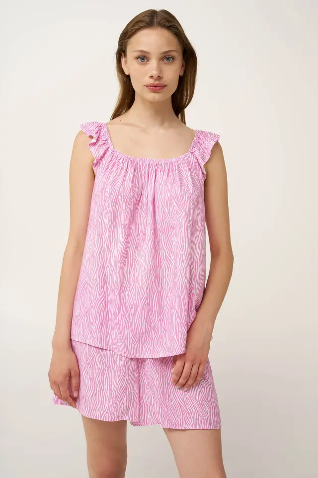 Καλοκαιρινό Baby doll με Σούρες Vamp 24145 PINK FLIRT