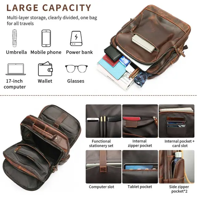 Δερμάτινο σακίδιο πλάτης Cardinal 35 L 2330 coffee - One Size 3