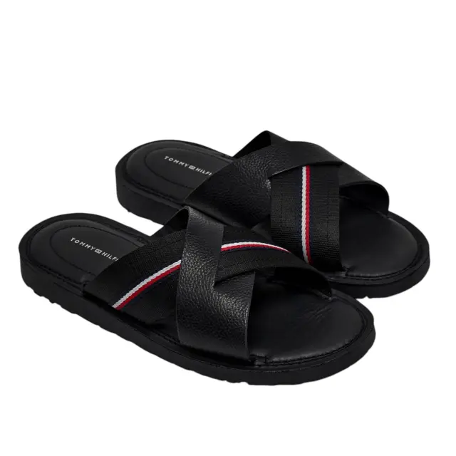 Ανδρικές Δερμάτινες Παντόφλες Tommy Hilfiger FM0FM05783-BDS Μαύρες Μαύρο - 41 3