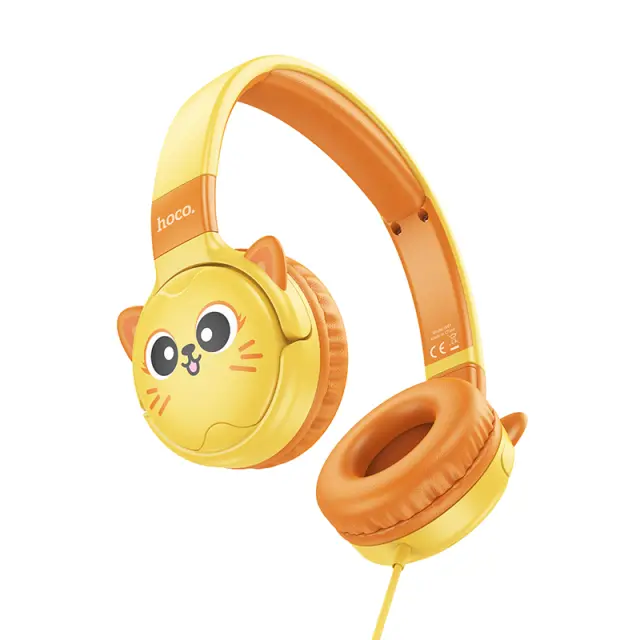 Ακουστικά Kids Hoco W61 με Μικρόφωνο 3.5mm Κίτρινα 1.2m 3