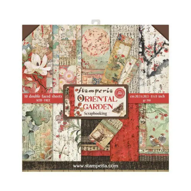 Σετ 10 Χαρτιά Scrapbooking Stamperia Διπλής Όψης - Oriental Garden - 20.3x20.3cm