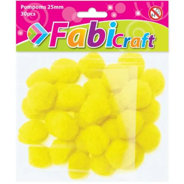 Pompoms Fabi 2.5cm 30τεμ Κίτρινο