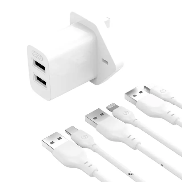 XO L109 (UK) Dual USB-A 2.4A Charger with lightning cable 16.006.0262