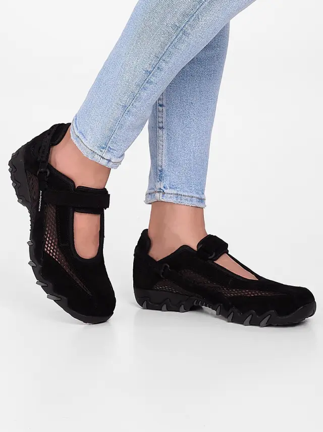 Mephisto Μπαρέτες Γυναικείο δέρμα suede/ύφασμα Μαύρο MEP/NIRO BLACK/MESH 2