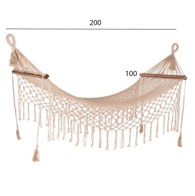 Μακραμέ αιώρα μπεζ 200x100 εκ. 2