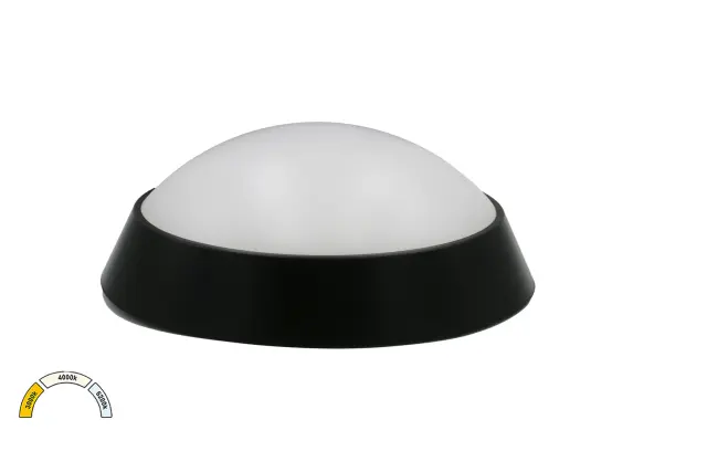 LED ΠΛΑΦΟΝΙΕΡΑ PC ΣΤΡΟΓΓΥΛΗ Φ220mm 20W CCT IP65 ΜΑΥΡΗ