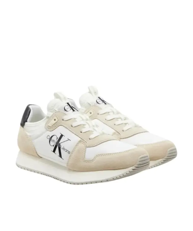 Calvin Klein - Γυναικεία Sneakers Runner Sock Laceup Ny-Lth Wn YW0YW00840-03A Λευκό 2