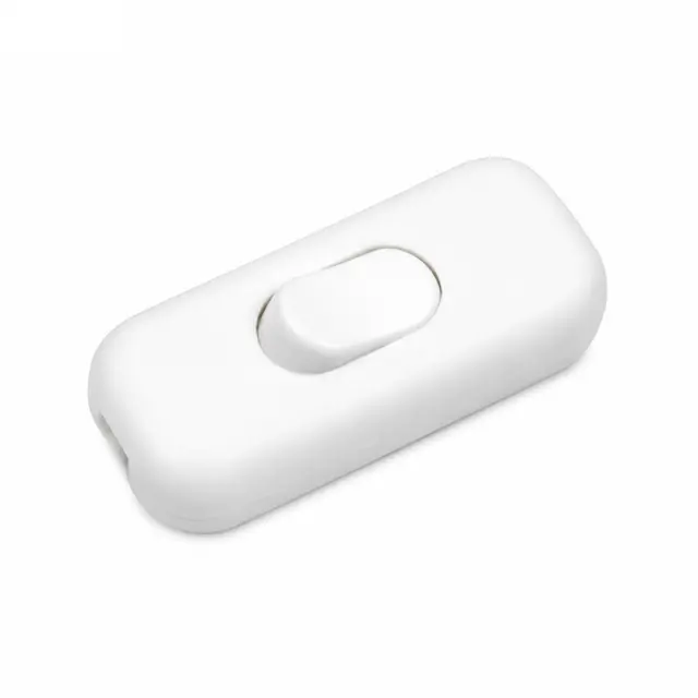 Inline Cord Switch for Round Cable, 1-Pole, 2A, 250V, white