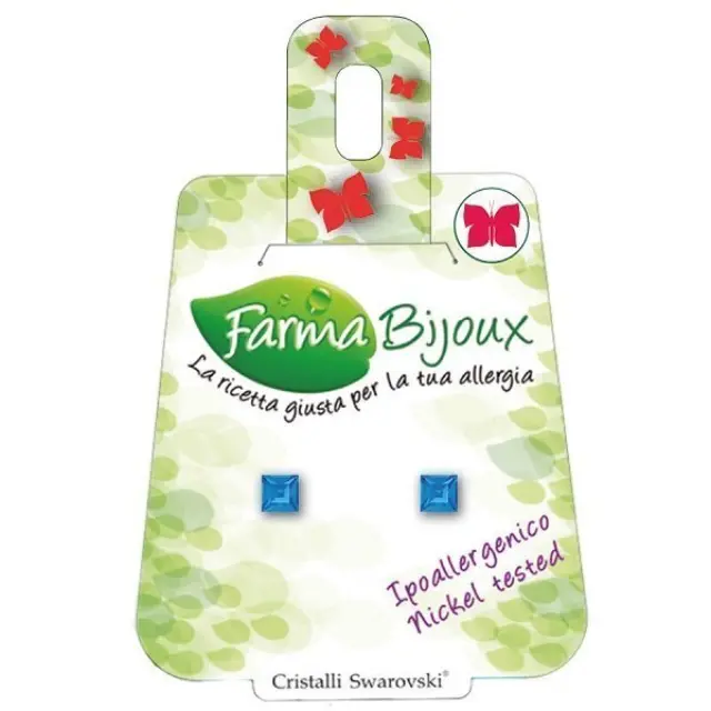 Farma Bijoux Υποαλλεργικά Σκουλαρίκια Μπλε Κρύσταλλα 4mm 2
