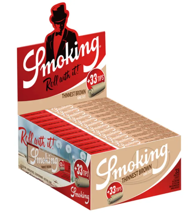 Smoking Χαρτάκια - Thinnest Brown - Ακατέργαστο - King Size Slim με Τζιβάνες 33φ. - 24τεμ.