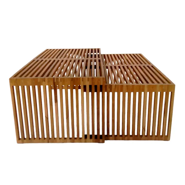 Τραπέζι Tinnie pakoworld σετ 2τεμ teak ξύλο σε φυσική απόχρωση 3