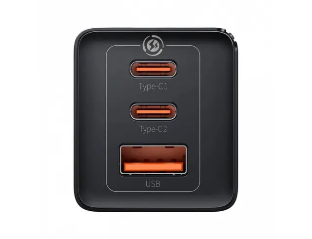 Baseus Φορτιστής Χωρίς Καλώδιο με Θύρα USB-A και 2 Θύρες USB-C 65W Quick Charge 3.0 Μαύρος (GaN5 Pro) (CCGP120201) (BASCCGP120201) 3