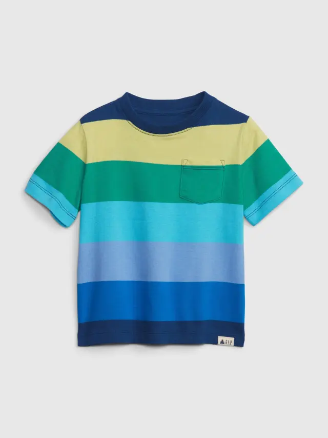 Νηπιακή 100% Οργανικό Βαμβάκι Mix and Match Pocket Μπλούζα SPRING STRIPE BLUE - 12-18M