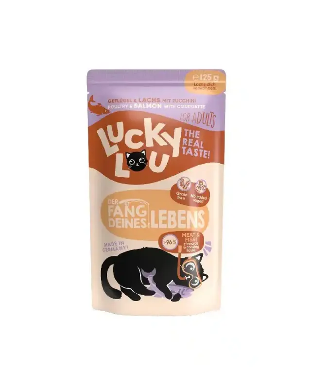Lucky Lou LifeStage Adult Πουλερικά & Σολομός (με Κολοκυθάκι) 125gr