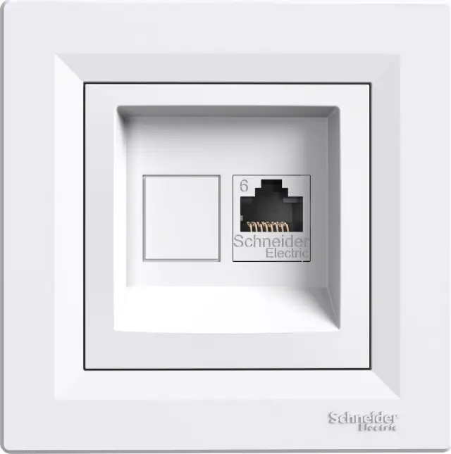Asfora - single Data socket - RJ45 cat.6 UTP white