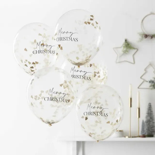 Μπαλόνια Merry Christmas με Κομφετί / 5 τεμ