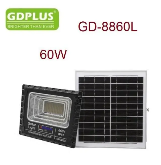 Στεγανός Ηλιακός Προβολέας IP67 Ισχύος 60W με Τηλεχειριστήριο σε Μαύρο χρώμα GD-8860L 2