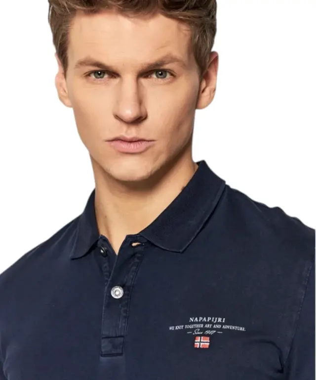 Napapijri - Ανδρική Μπλούζα Κοντομάνικη Polo Elbas Regular Fit NP0A4GB4-176 Μπλε Ναυτικό - S 3