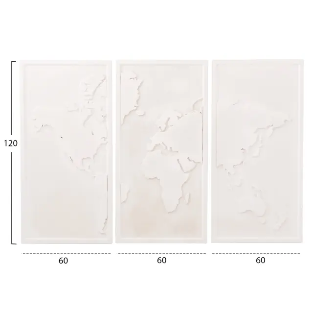 ΠΙΝΑΚΑΣ 3-ΠΤΥΧΟΣ WORLD MAP FB94504 MDF ΣΕ ΥΠΟΛΕΥΚΟ ΧΡΩΜΑ 180x4(πάχος)x120Υεκ. 2
