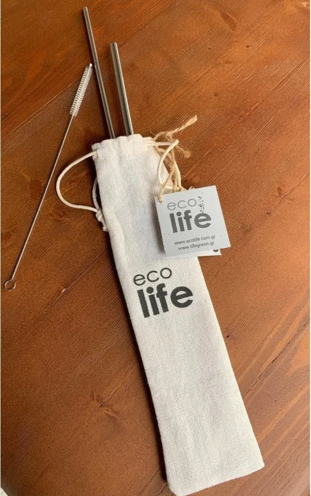 Ecolife® Ανοξείδωτα Καλαμάκια Ίδιας Διαμέτρου με Βουρτσάκι Καθαρισμού 2 Τεμάχια 2