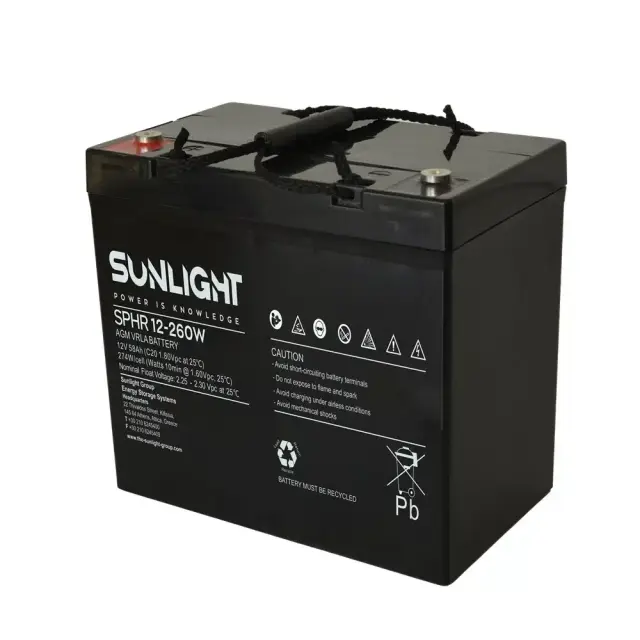 Μπαταρία Μολύβδου VRLA Sunlight SPHR 12V 260W 51.6Ah High Rate