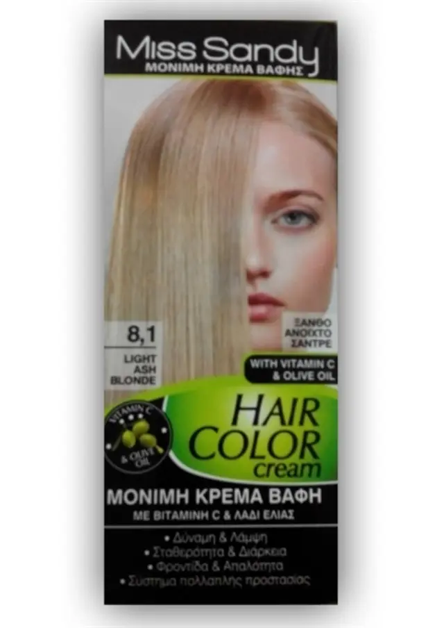 Miss Sandy Hair Color Cream 8/1 Ξανθό Ανοιχτό Σαντρέ 60ml