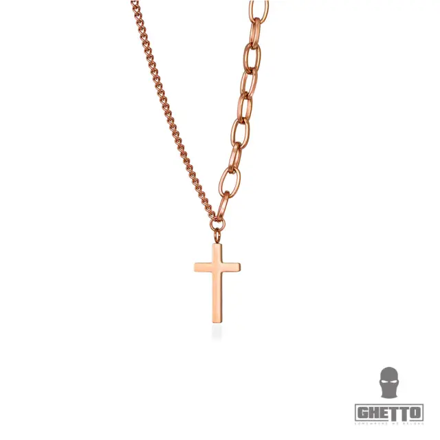 Ghetto Simple Cross Charm Necklace Stainless Steel Rose Gold