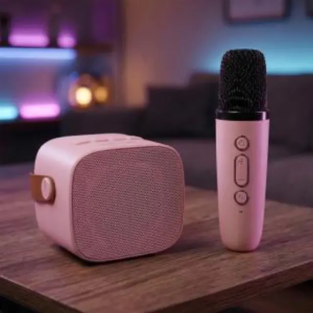 Φορητό Ηχείο Bluetooth Blavec WS-07 Karaoke Party με 2 Μικρόφωνα 5W Ροζ N71054 3